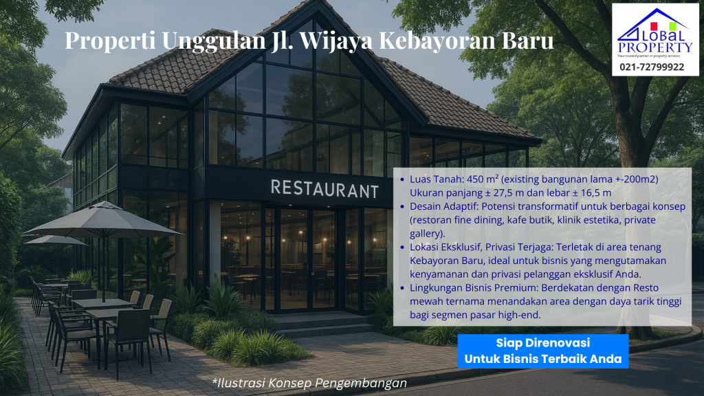 Dijual Jl Wijaya Kebayoran Baru